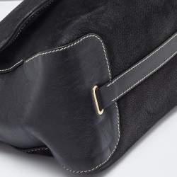 Pre Owned Carolina Herrera Black Nubuck and Leather Chain Flap Shoulder Bag