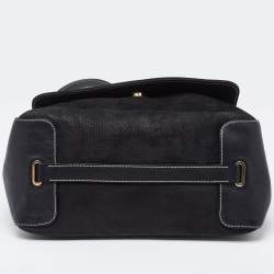 Pre Owned Carolina Herrera Black Nubuck and Leather Chain Flap Shoulder Bag