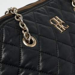 Carolina Herrera Quilted Leather Logo Chain Satchel