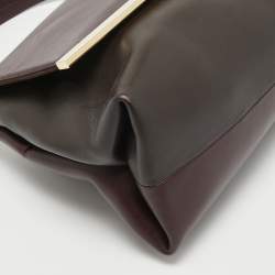 Carolina Herrera Burgundy/Brown Leather Camelot Top Handle Bag