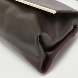 Carolina Herrera Burgundy/Brown Leather Camelot Top Handle Bag