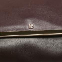 Carolina Herrera Burgundy/Brown Leather Camelot Top Handle Bag