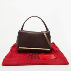 Carolina Herrera Burgundy/Brown Leather Camelot Top Handle Bag