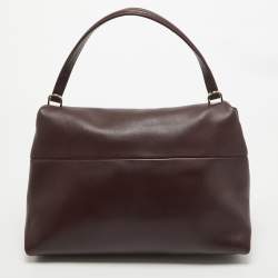 Carolina Herrera Burgundy/Brown Leather Camelot Top Handle Bag