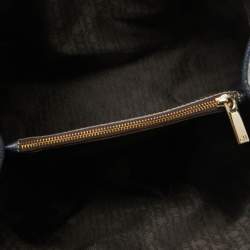 Pre Owned Carolina Herrera Navy Blue Grained Leather Matteo Tote