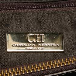 Pre Owned Carolina Herrera Navy Blue Grained Leather Matteo Tote