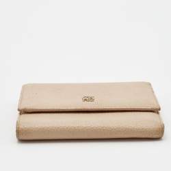 Carolina Herrera Peach Leather Logo Trifold Wallet