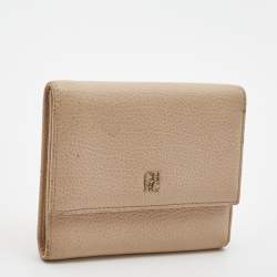 Carolina Herrera Peach Leather Logo Trifold Wallet