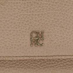 Carolina Herrera Peach Leather Logo Trifold Wallet