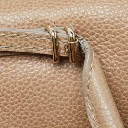Carolina Herrera Beige Leather Minuetto Flap Top Handle Bag