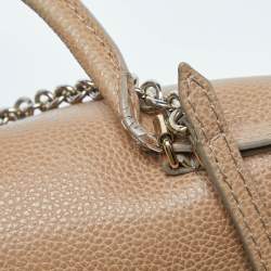 Carolina Herrera Beige Leather Minuetto Flap Top Handle Bag