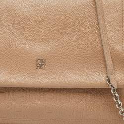 Carolina Herrera Beige Leather Minuetto Flap Top Handle Bag