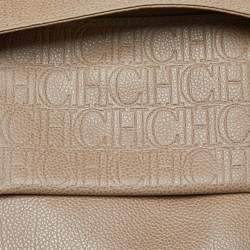 Carolina Herrera Beige Leather Minuetto Flap Top Handle Bag