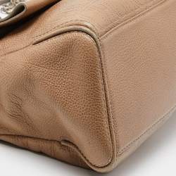 Carolina Herrera Beige Leather Minuetto Flap Top Handle Bag