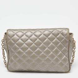 Carolina Herrera Grey Quilted Leather Chain Crossbody Bag