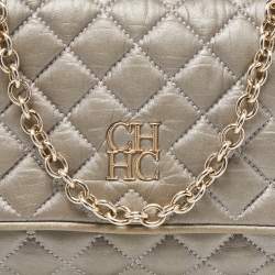 Carolina Herrera Grey Quilted Leather Chain Crossbody Bag