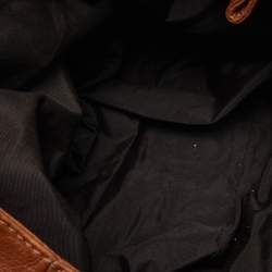 Carolina Herrera Brown Monogram Embossed Leather Audrey Shoulder Bag