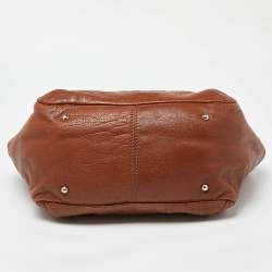Carolina Herrera Brown Monogram Embossed Leather Audrey Shoulder Bag