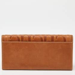 Carolina Herrera Brown Monogram Embossed Leather Trifold Continental Wallet