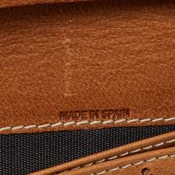 Carolina Herrera Brown Monogram Embossed Leather Trifold Continental Wallet