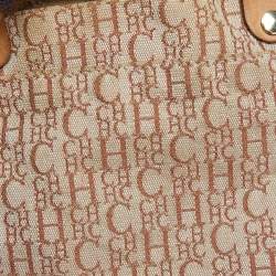 Carolina Herrera Bronze Monogram Leather Large Andy Boston Bag