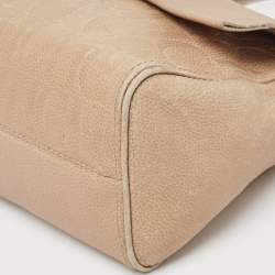 Carolina Herrera Beige Leather Minuetto Flap Top Handle Bag