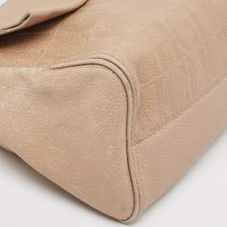 Carolina Herrera Beige Leather Minuetto Flap Top Handle Bag