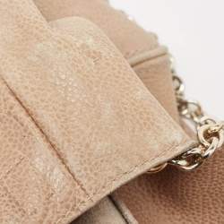Carolina Herrera Beige Leather Minuetto Flap Top Handle Bag