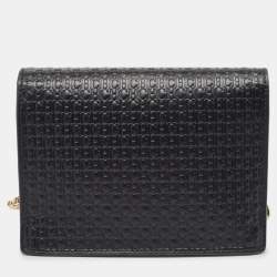 Carolina Herrera Black Monogram Embossed Leather Carry on Shoulder Bag