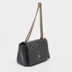 Pre Owned Carolina Herrera Black Quilted Leather CHHC Flap Shoulder Bag