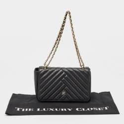 Pre Owned Carolina Herrera Black Quilted Leather CHHC Flap Shoulder Bag