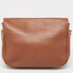 Pre Owned Carolina Herrera Brown Leather New Baltazar Flap Shoulder Bag