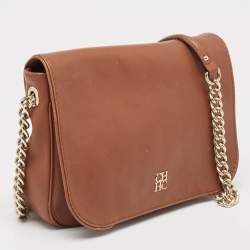 Pre Owned Carolina Herrera Brown Leather New Baltazar Flap Shoulder Bag