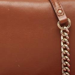 Pre Owned Carolina Herrera Brown Leather New Baltazar Flap Shoulder Bag