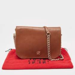 Pre Owned Carolina Herrera Brown Leather New Baltazar Flap Shoulder Bag