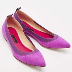 Carolina Herrera Purple Suede Pointed Toe Ballet Flats Size 37