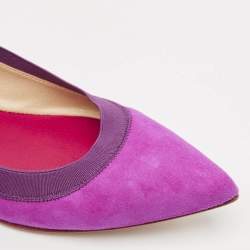 Carolina Herrera Purple Suede Pointed Toe Ballet Flats Size 37