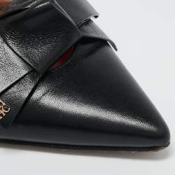 Carolina Herrera Black Leather Bow Slingback Pumps Size 36