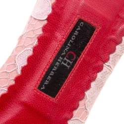 Carolina Herrera Pink Lace Bow Detail Flat Slides Size 39