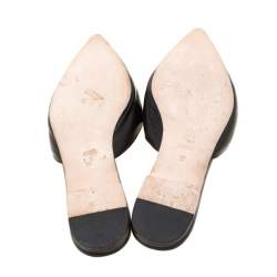 Pre Owned Carolina Herrera Black/Cream Leather Bow Detail Pointed Toe Mules Size 37