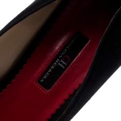 Carolina Herrera Black Suede And Patent Leather Cap Pointed Toe Pumps Size 40