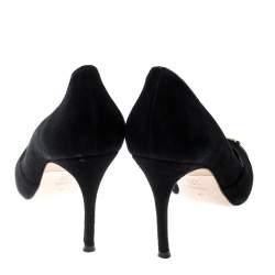 Carolina Herrera Black Suede And Patent Leather Cap Pointed Toe Pumps Size 40