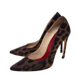 Carolina Herrera Leopard Print Fabric Pointed Toe Pumps Size 39
