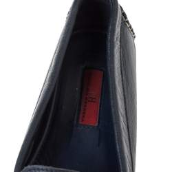 Carolina Herrera Navy Blue Leather Loafers Size 39