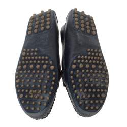 Carolina Herrera Navy Blue Leather Loafers Size 39