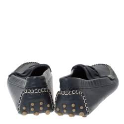 Carolina Herrera Navy Blue Leather Loafers Size 39