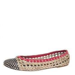 Pre Owned Carolina Herrera Woven Ballet Flats Size 39