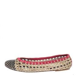 Pre Owned Carolina Herrera Woven Ballet Flats Size 39