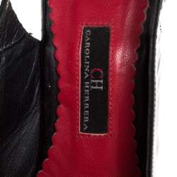 Pre Owned Carolina Herrera Black Patent Cork Wedge Platform Slingback Sandals Size 37