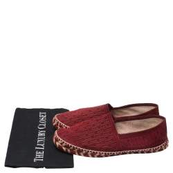 Carolina Herrera Burgundy Suede Monogram Espadrilles Sneaker Size 41
